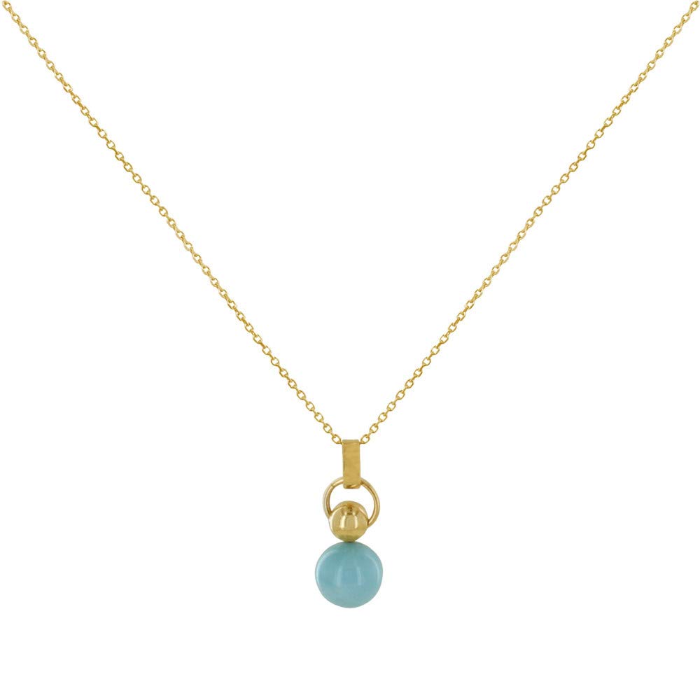 Les Poulettes JewelsGold Plated Chain Necklace Larimar Pearl Ring and Gold Plated Pearl