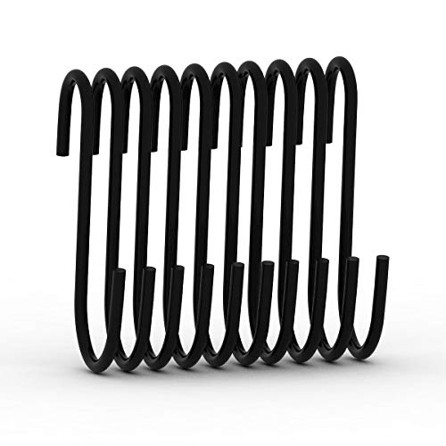 10 Pack Heavy Duty S Hooks Pan Pot Holder Rack S Shaped Hooks Hanging Hangers S Shaped Hooks for Kitchenware Utensils Plants Towels Clothes Coat Bags Hook for Kitchen Bathroom Office Bedroom (Black) 10 Pack Heavy Duty S Hooks Pan Pot Holder Rack S Shaped Hooks Hanging Hangers S Shaped Hooks for Kitchenware Utensils Plants Towels Clothes Coat Bags Hook for Kitchen Bathroom Office Bedroom (Black)