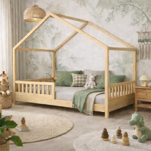WEB2O Lit cabane Maison Tente en Bois pour Enfant 90x190