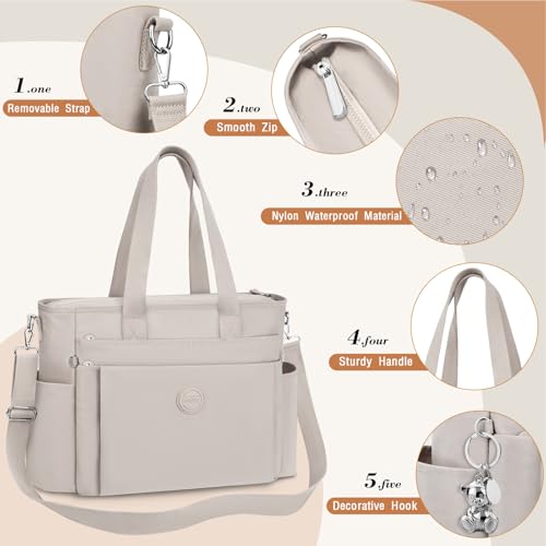TEUEN Handtasche Damen Mittelgroß, Leichte Henkeltaschen Nylon Tote Bag mit Reißverschluss Damen-Umhängetasche Shopper Crossbody Schultertaschen für Arbeit Reisen Büro Einkaufen Schule
