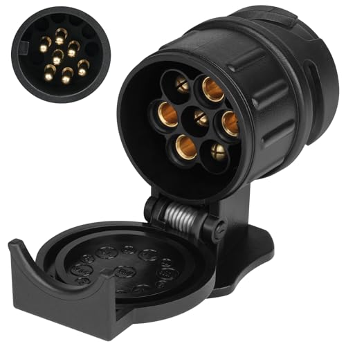 URAQT Anhänger Adapter, 13 auf 7 polig Adapter Stecker 13 poliger Anhängerstecker 12V Wasserdicht Anhängerstecker 13 polige Steckverbindung Auto Steckdose für Wohnwagen PKW Adapter Stecker TM3033