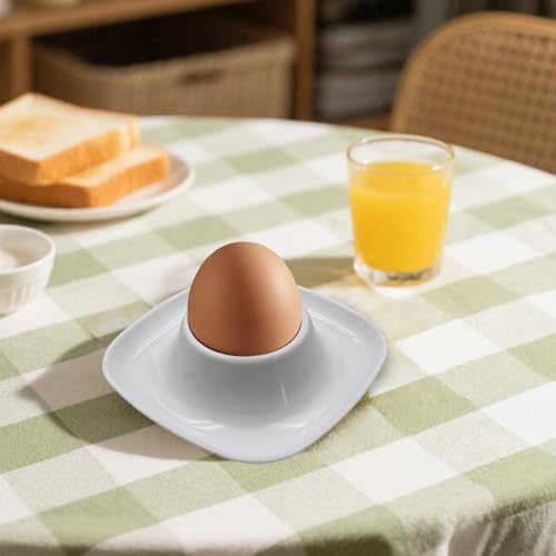 ZYDYRX Qaixwuyi 8 Stück Eierhalter Set Eierbecher Weiß Stapelbar Eierbecher mit Boden Melamin Eierteller Eierplatte Eierbehälter Eierträger Eierständer für Restaurant Frühstückset Zuhause Küche – Bild 7