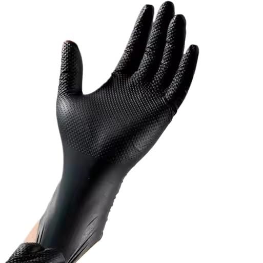Guantes de nitrilo negros resistentes 8 milésimas, desechables, antideslizantes, for jardinería, con agarre textura diamante, for limpieza y trabajo, 10/50 unidades(Diamond Black 50PCS,XL)