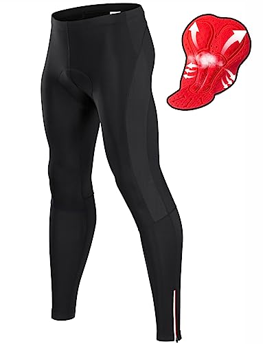 qualidyne Men's Cycling Pants 4D Padded Bike Pants Road Biking Tights Bicycle Leggings Black