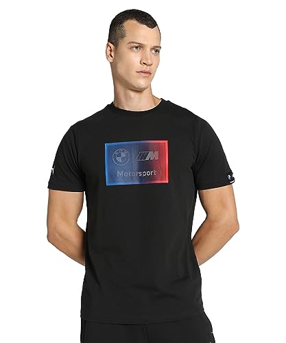 T-Shirt Puma BMW MMS Logo pour adulte, haut noir unisexe style sport automobile