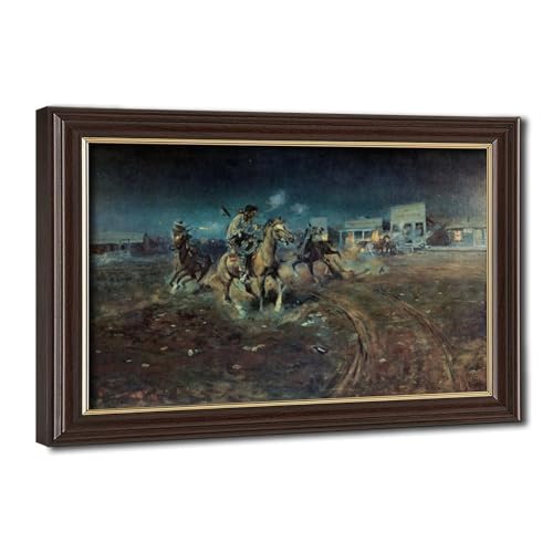Toile fine art When Guns Speak Charles M Russell avec cadre suspendu