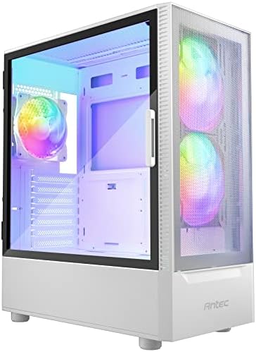 Antec NX410 Mid Tower White Gaming Cabinet I Computer Case I ATX, Micro-ATX, ITX Motherboard Support I Tempered Glass Side Panel I 2 x 140 mm ARGB Fan in Front & 1 x 120 mm ARGB Fan in Rear Included