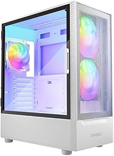 Antec NX410 ATX Mid-Tower Case, Tempered Glass Side Panel, Full Side View, Pre-Installed 2 x 140mm in Front & 1 x 120 mm ARGB Fans in Rear (White) (9734088000)