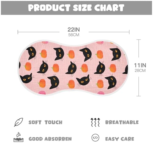 Baby Burp Cloths, Soft Absorbent Burping Cloths for Babies, Cotton Milk Spit Up Rags, Large Size for Newborns, Baby Boys and Girls (Spooky Cats)4