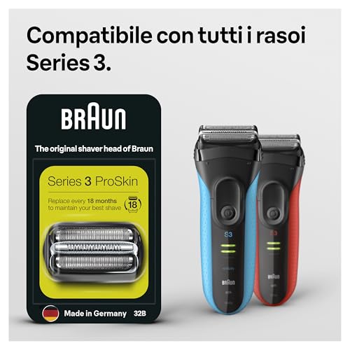 Braun Serie 3, Testina Braun ORIGINALE Per Rasoio Elettrico Barba, Recupera il 100% delle Prestazioni Del Tuo Regolabarba Uomo, Compatibile con i Rasoi Series 3 ProSkin, 32B versione precedente - Immagine 1