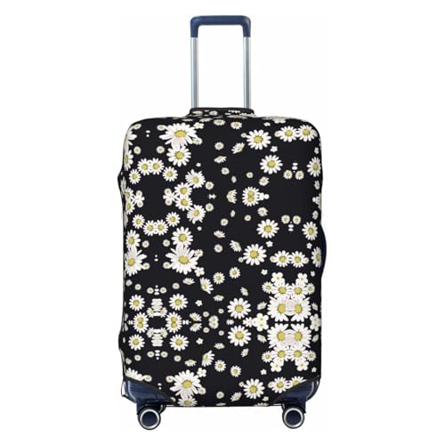 White Daisy Print Luggage Suitcase Cover Protector Luggage Washable Covers With Concealed Zipper