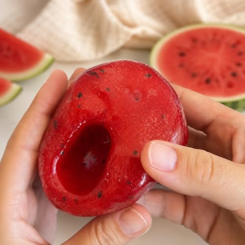 1PC Watermelon Slushie No Rebound Squishy Stress Ball, Petrolatum Filled Soft Squeeze Fidget Sensory Toy, Non Rising Calming Toy for Anxiety Relief, Stress Relief Toy Adults Office - Image 5