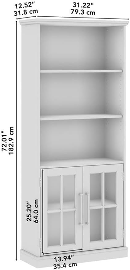 Bush Furniture Westbrook Tall 5 Shelf Bookcase dimensions