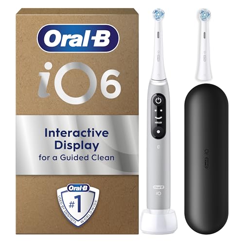 Oral-B iO6 Series Electric Toothbrush, plus 1 Oral B Electric Toothbrush Head and Travel Case, Gift Ideas for Him and Her, Grey Opal