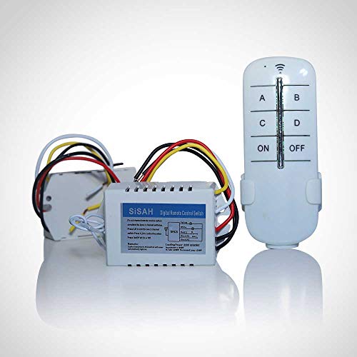 Image of SiSAH ABS Plastic 220V 2 and 2 CH 2 Receiver and 1 Transmitter Wireless Remote Control Switch