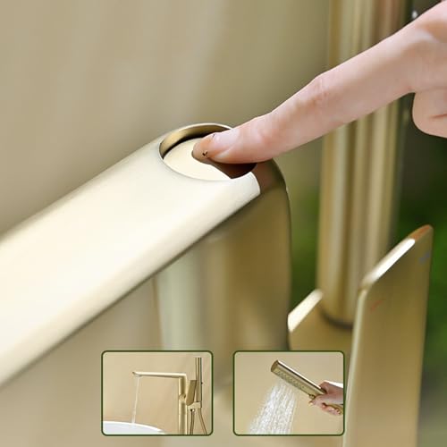 Mitigeur de baignoire sur pied en laiton brossé doré chic