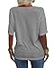 Tankaneo Women's Summer Fashion V-Neck Half Sleeves T Shirt Solid Casual Loose Basic Tunics Tops Gray