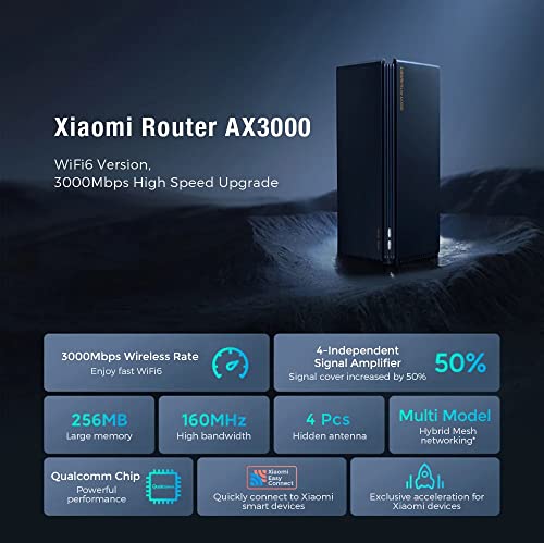Roteador Xiaomi AX3000, Wifi 6 Gigabit, Frequência Dupla, Suporta Mesh