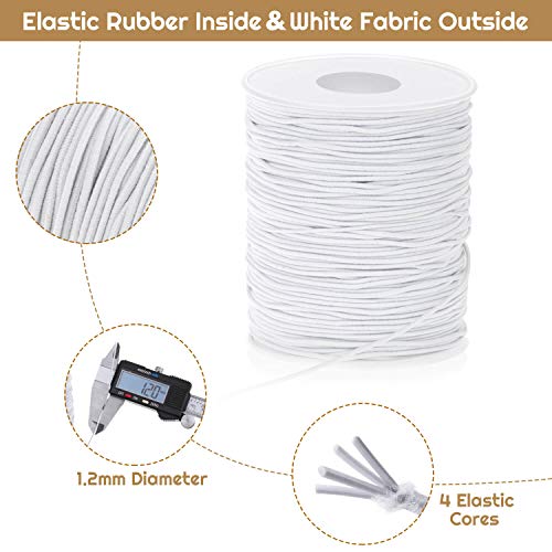 Image of Elastic String, Selizo Stretchy Cord for Bracelets, Necklace, Beading and Sewing (1.2 MM, 109 Yards, White) (Pack of 3)