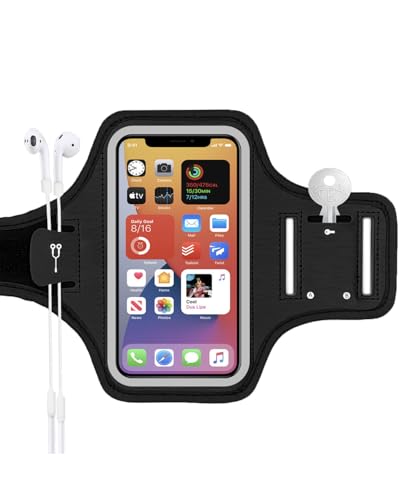 MYGLOAR Brassard avec Poche Écouteur, Porte Téléphone Sport pour Jogging Cyclisme Randonnée, Compatible avec la Plupart des Téléphones Mobiles