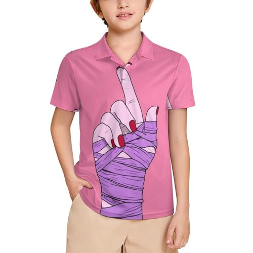 Boys' Classic Polo Shirts Short Sleeve Moisture-Wicking Golf & Tennis Shirts for Youth Teens Cute Gesture Cat