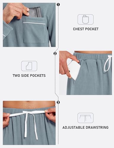 Image of Mofiz Men's Pajama Sets Viscose Long Sleeve Crewneck Warm Sleepwear