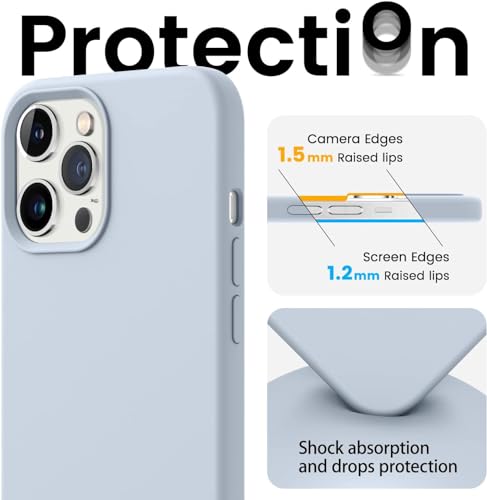 Image of Back Cover for iPhone 13 Pro Case,[Military Shockproof Protection] Liquid Silicone Case with [Soft Anti-Scratch Microfiber Lining for iPhone 13 Pro (Light Blue)