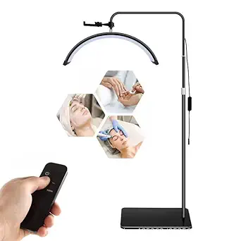 Pristyn Medx 36W LED Moon Light Tattoo Light, 360 Degree Adjustable Rotatable Light with Light Stand, Half Moon Lamp for Beauty Salon, Skincare, Light for Beauty (White)