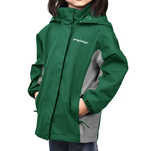 Image of YINGJIELIDE Boys Girls Waterproof Rain Jackets Kids Easy to Fold Windbreaker Lightweight Outdoor Hooded Raincoat