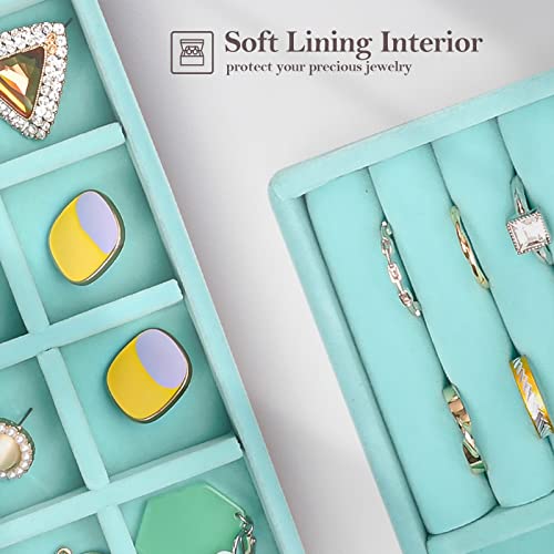 Image of ProCase Stackable Jewelry Organizer Trays for Drawers, Jewelry Drawer Inserts Container Display Case Storage for Earring Necklace Rings Bracelet with Removable Dividers -Blue, 4 Layers