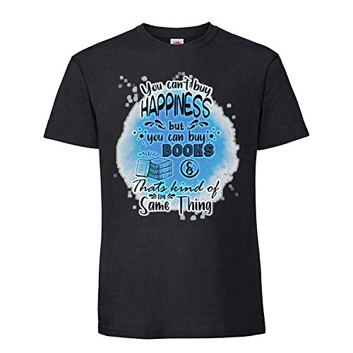 Getagift Men's Black You Can't Buy Happiness But You Can Buy Books Thats Kind Of The Same Thing Themed Colour Short Sleeve Soft Touch Cotton T-Shirt. (M)
