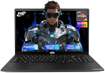 NIMO 15.6'' IPS FHD-Laptop, 8GB RAM 256GB SSD AMD Ryzen 5(Beat i5-1135G7, 4 Cores Up to 3.7GHz) Student Computer with 65W Type-C, 2 Years Warranty, Fingerprint, Backlit Keyboard, BT5.2, Numpad, Black