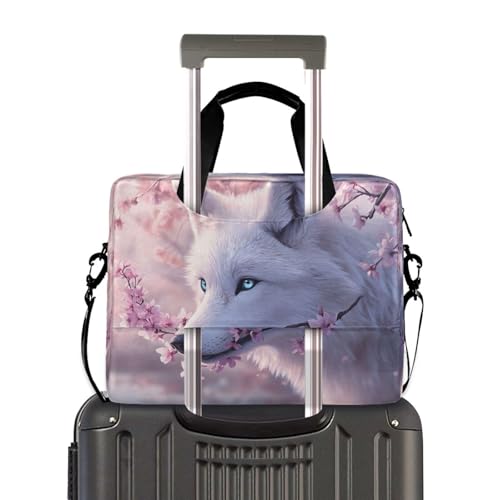 Wolf Tree Flower Cherry Blossoms 15.6 Inch Laptop Bag Briefcase for Business, Water-Resistant Computer Bag Fits 14-16 Inch Notebook for Men Women, Office Travel Work Backpack2
