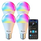 Govee Smart Light Bulbs, Dimmable RGBWW Color Changing LED Bulbs, Work with Alexa & Google Assistant, No Hub Required, 9W 60W Equivalent A19 Decorative Lighting Bulbs for Bedroom Living Room, 4 Pack