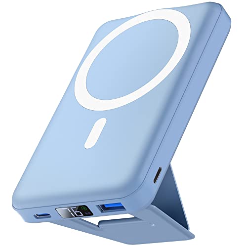 Podoru Wireless Portable Charger, Foldable 10000Mah Magnetic Power Bank With Type-C Cable Led Display 22.5W Pd Fast Charging Lighting Mag-Safe Battery Pack For Iphone 14/13/12/Mini/Pro/Pro Max-Blue #TOP6