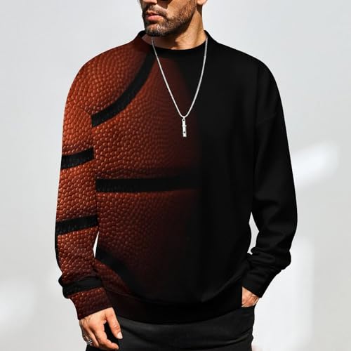 Basketball Ball Texture Crewneck Sweater Men Funny Crew Neck Sweater Long Sleeve Casual Lightweight Pullover2