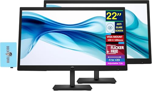 Image of HP Series 3 Pro 21.45 Inch FHD Monitor Bundle with Docztorm Dock, 21.45 inch FHD IPS (1920x1080) 100Hz Display, VESA Mount (100x100mm), Home & Business, 9U5A2AA#ABA