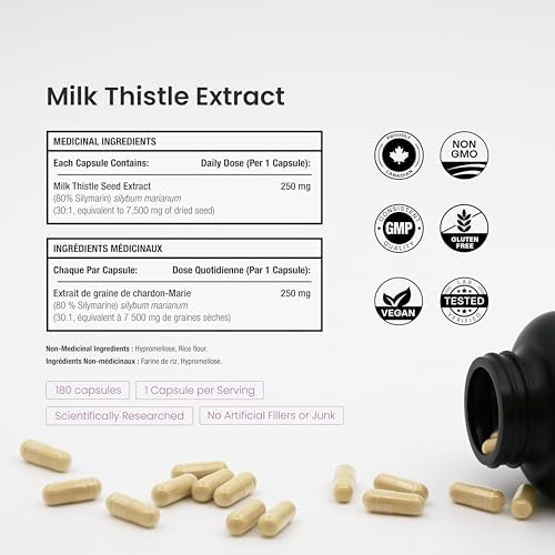 Milk Thistle Capsules – High Potency 30:1 Extract (7,500 mg Equivalent) with 80% Silymarin – Premium Liver Support Supplement for Healthy Flush & Detox – Vegan, Non-GMO – 180 Count - 5