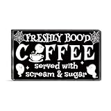 Halloween Decorations Coffee Bar Decor Sign Indoor Acrylic Cute Block Plaque Desk Decor Sign Coffee Bar Decorations Halloween Tiered Tray Decor Gifts For Table Home Kitchen Office Outdoor