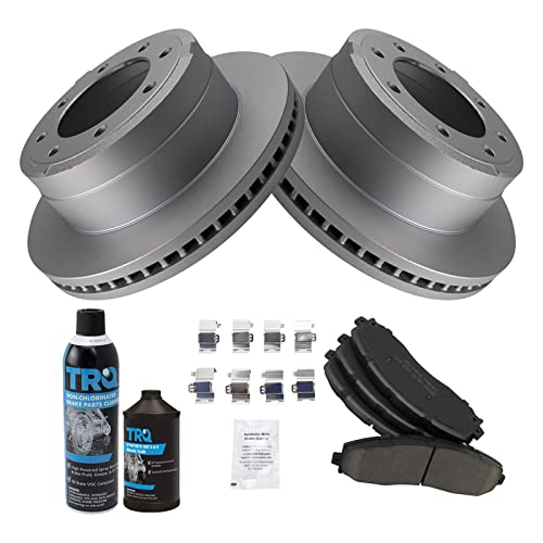 Image of TRQ Rear Brake Pad & Rotor Kit, with Chemical Kit Ceramic Premium G-Coated Compatible with 2013-2019 Ford F-250 Super Duty F-350 Super Duty