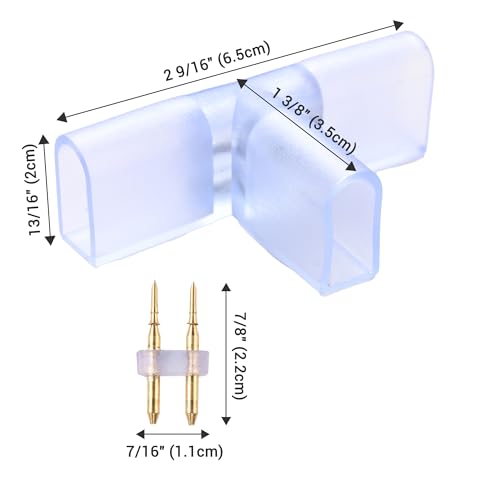 Image of Yescom 10 Sets of T Shape Junction 3 to 1 Wire Wire Splice Connector with | 2-Pin for BiLume 2700K Sunset Glow Warm White AC110-120V LED Neon Rope Lights