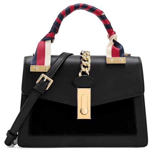 LA FESTIN Leather Top Handle Crossbody Bag for Women Small Handbag Designer Shoulder Satchel Purses with Detachable Strap