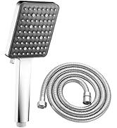 BRIMIX High Pressure Handheld Massage Shower Head with Hose Modern Square Rainfall Spa Powerful 6...
