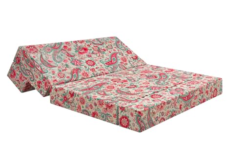 Image of Rosebell Foldable Printed 2 Seater Sofa Cum Bed, Sofa Bed 4X6 Feet, Washable Cover- Perfect for Living Room & Office - Multicolor