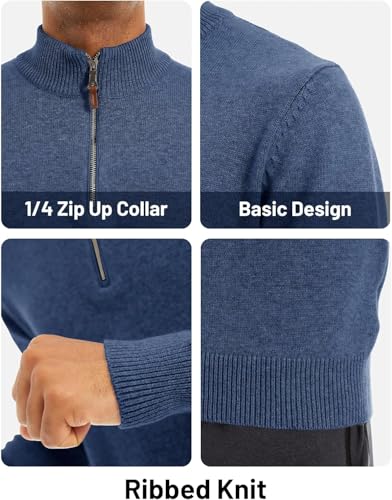 Pull homme 1/4 zip tricoté d'hiver à col montant chaud
