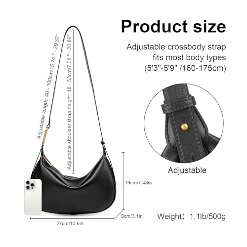 Image of Shoulder Bags for Women, Genuine Leather Crossbody bags purses, Designer Crescent Handbags with an Adjustable Strap (White)