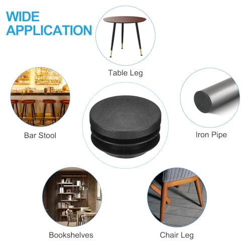 Image of PATIKIL 1-3 /8 inch Plastic Tubing End Caps, 24Pcs Round Hole Plug Insert for Round Iron Pipe Chair Leg Table Bookshelves Patio Furniture, Black