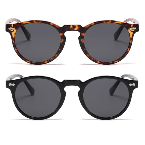 Image of JOVAKIT Vintage Kids Polarized Sunglasses for Girls Boys Age 2-9, Round Sun Glasses for Children UV400 Protection