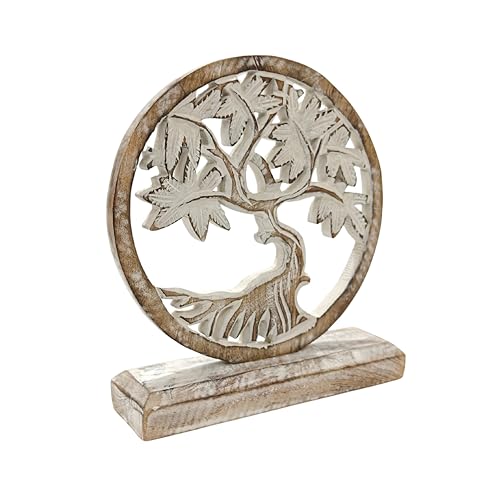 Estatua decorativa de madera tallada árbol de la vida miniatura 5