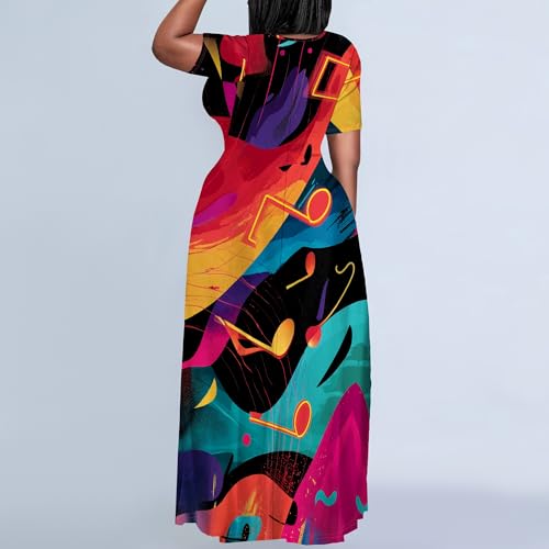 Image of SUZONANA Plus Size Dresses for Women Summer Casual Maxi Dress Short Sleeve Loose Vacation Dress
